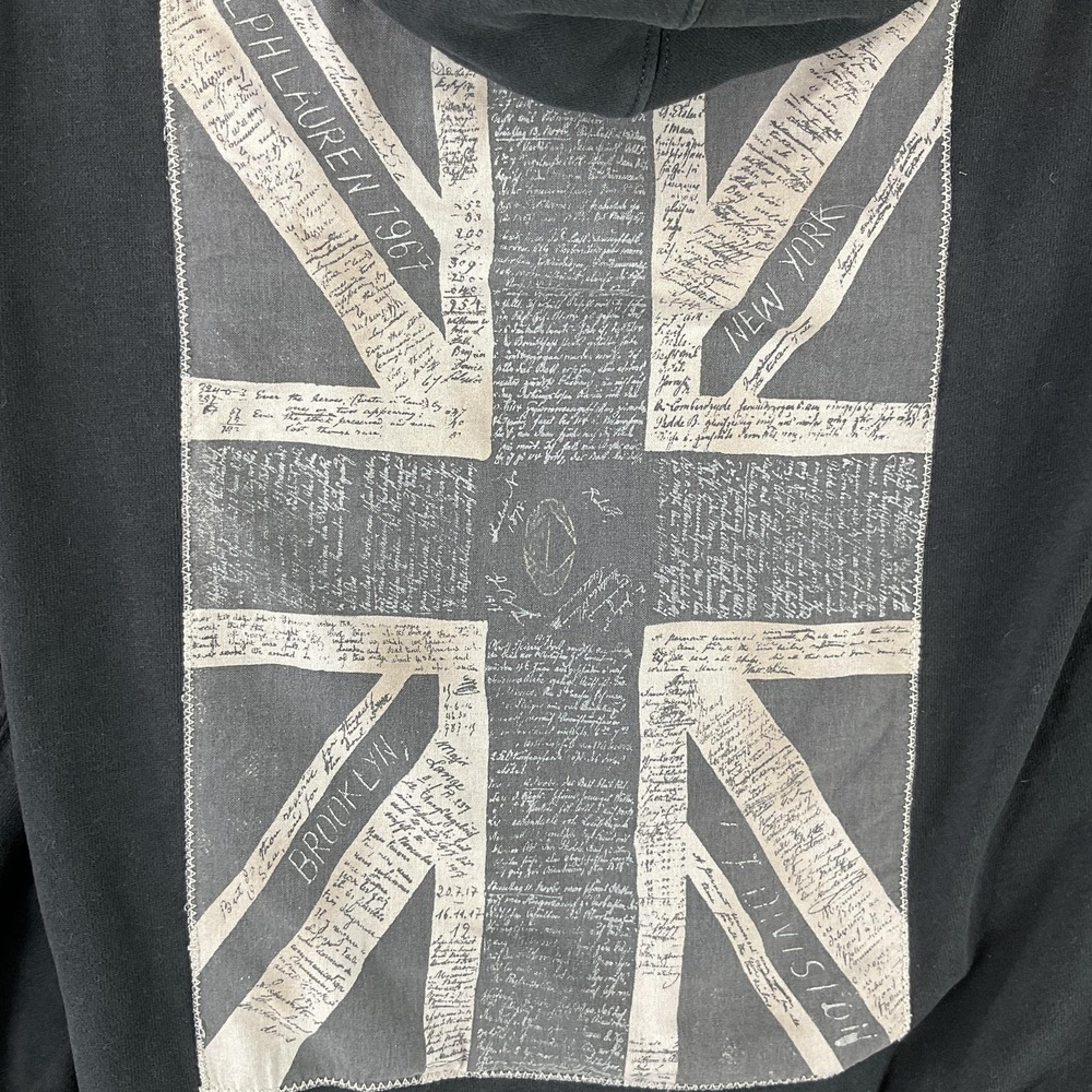 Polo Ralph Lauren Hoodie Kids M 10-12‎ Black Union Jack Full Zip Skull Logo